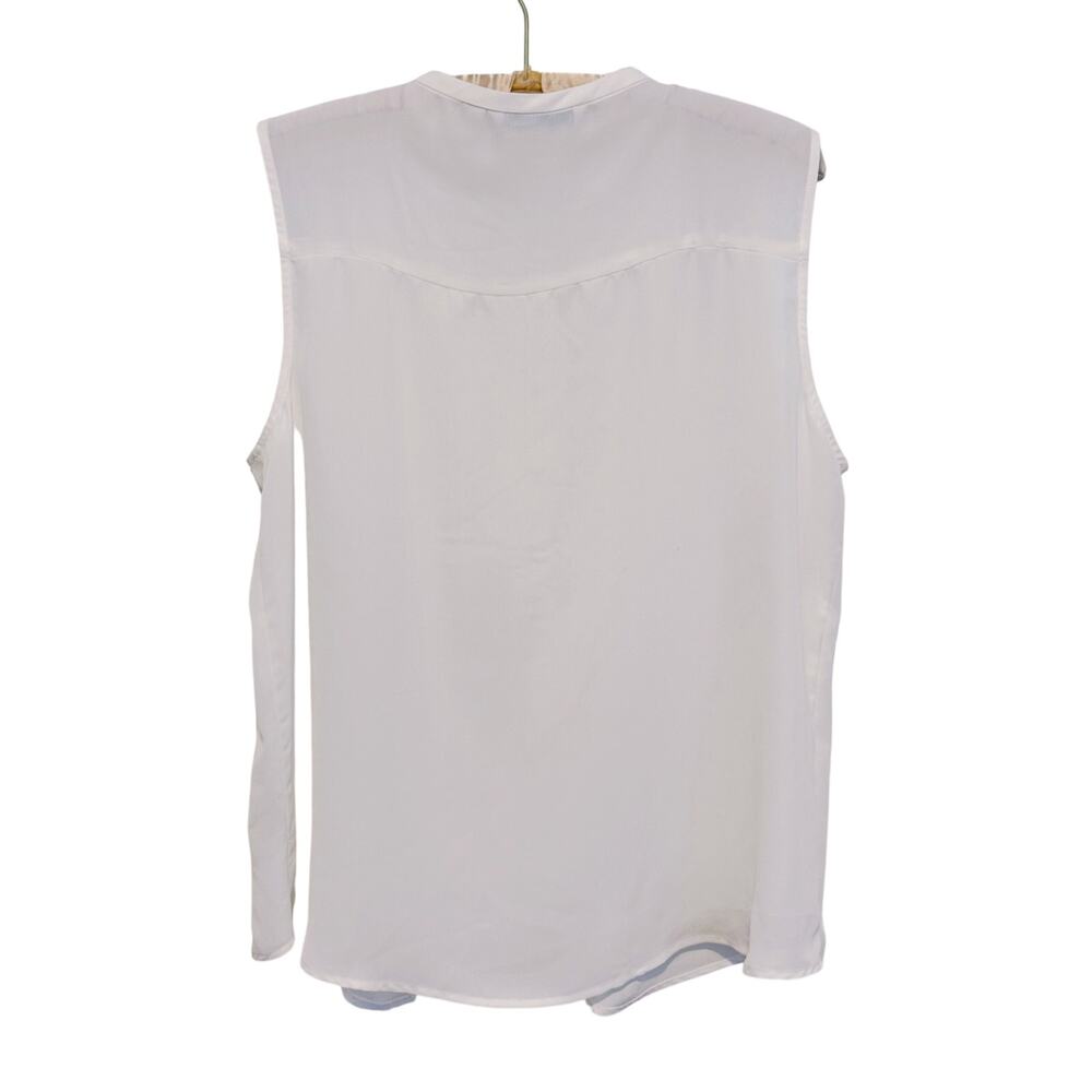 LC Coquette Bow Button Sleeveless Blouse Size XL White Preppy Soft Old Money - Picture 3 of 8